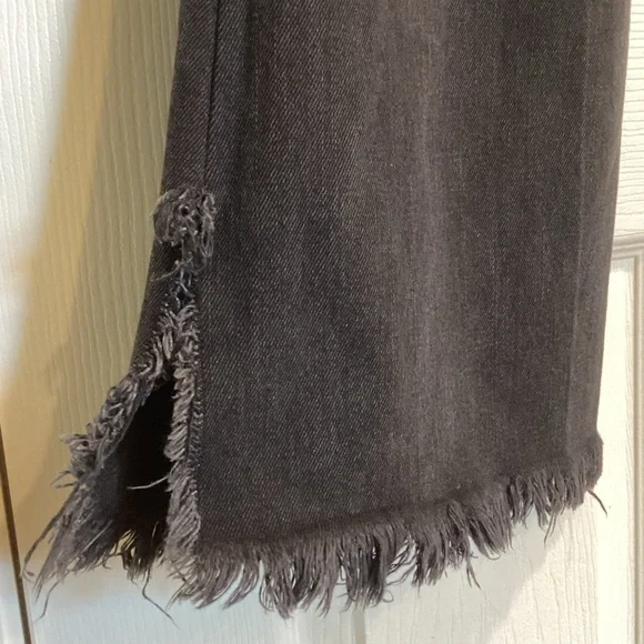 We The Free Black Denim Distressed Raw Hem Flare Boho Mid-Rise Jeans, Size 26 - Picture 9 of 15